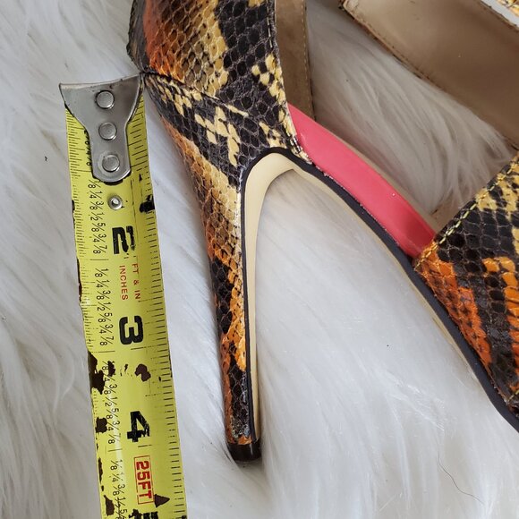Michael Antonio Reptile Print Open Toe Back Zip Stiletto SZ 7.5 - Picture 10 of 12